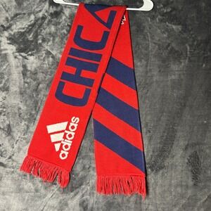 Adidas Chicago Fire Soccer Scarf MLS Go Fire Red Blue Striped Fan Gear One Size